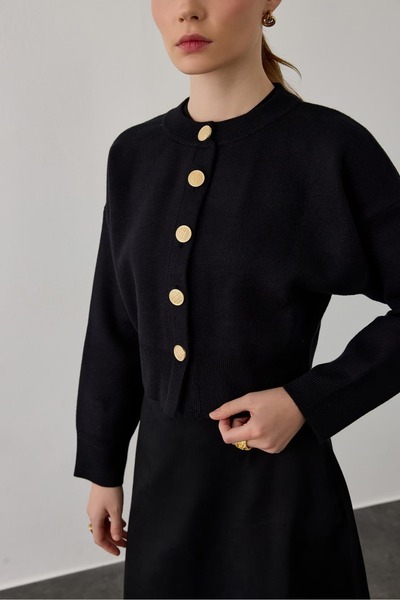 REVENA COLLECTION Klasik Siyah Hırka