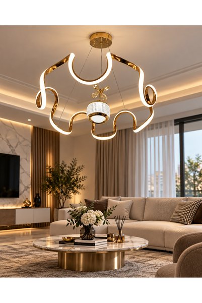 Lumora Luna Modern LED Avize 3 Renk Tek Top Kristal Detaylı Şık Salon ve Mutfak Avizesi