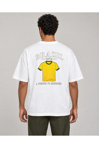 CANMODA Tricou unisex cu imprimeu alb Brazilia 1970