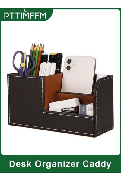 Generic PTTIMFFM PU Leather Desk Organizer Caddy, Multi-Function Office Suppl...