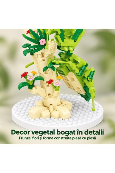 Flippy Set de Construit in Sticla, Flippy, Piese din Plastic, Calugarita cu Decor Vegetal, 14+, 10 x 19.6 cm, Multicolor
