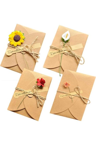 Aputue Flower Thank You Card, 4 PCS Floral Design Greeting Cards with Envelop...
