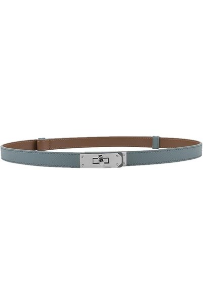 GENERAL ANHAISHUILV Women's Skinny Leather Belt with Adjustable Silver Turn-L...
