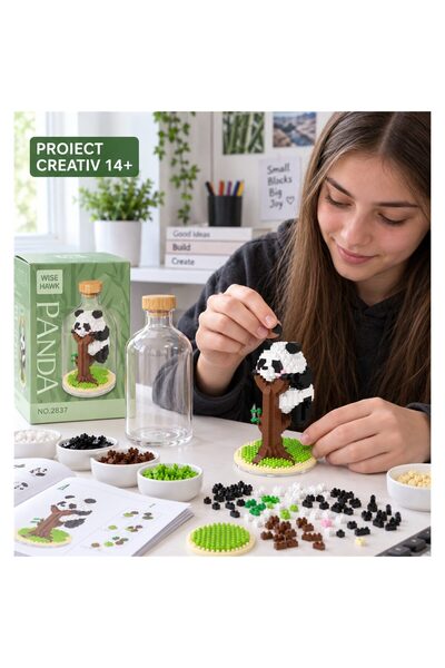 Flippy Set de Construit in Sticla, Flippy, Piese din Plastic, Panda 1 in Copac, 14+ Ani, 10 x 19.6 cm, Multicolor