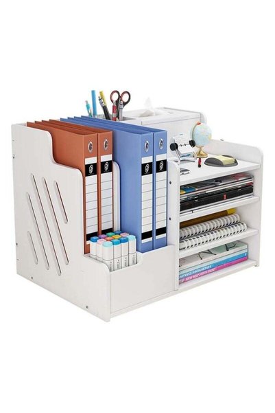 Generic TPGP White Desktop Organiser, Large Capacity Desk File Organiser Offi...