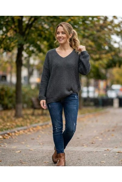 URUMDAY Women's V-Neck Sweater
