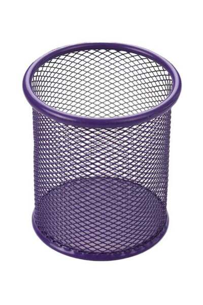 Generic Metal Round Shape Pen Pencil Holder Purple