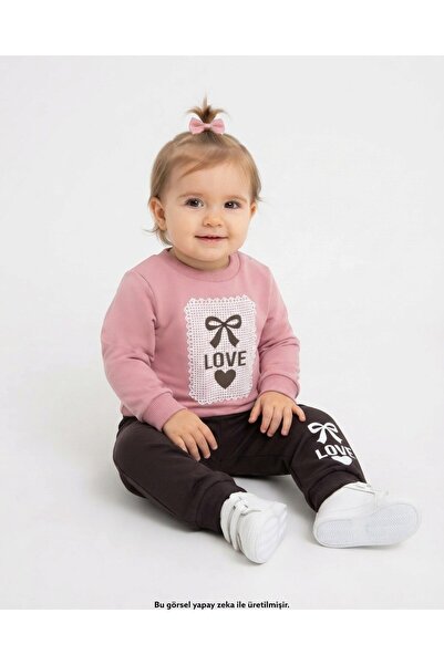 Egelite Girl's Love Printed 1-2-3-4 Years Old Winter 3 Threaded Rastered 2-Pi...