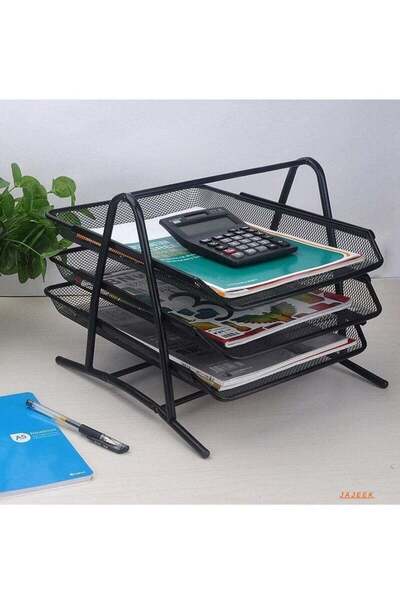 Generic JAJEEK 3-Tier Metal Mesh File Organizer – Desk Tray for A4 Papers, Le...