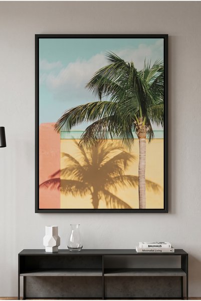 Jasmine Art Retro Palm Tree Nature Wall Art | Portrait Framed Canvas Print | Luxury Modern Botanical Decor for Living Room