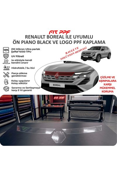 Fit PPF BOREAL 2026 Hazır Kesim Ön Piano black ve Logo kaplamaları 210 Mikron PPF TPU Şeffaf Boya Koruma Fil