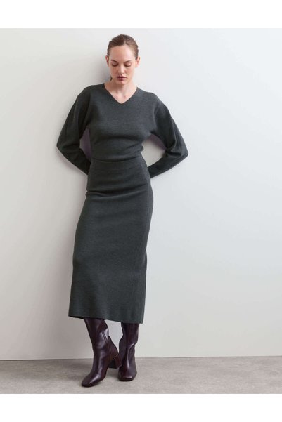 Marks & Spencer Saf Merino Yünü Triko Kalem Etek