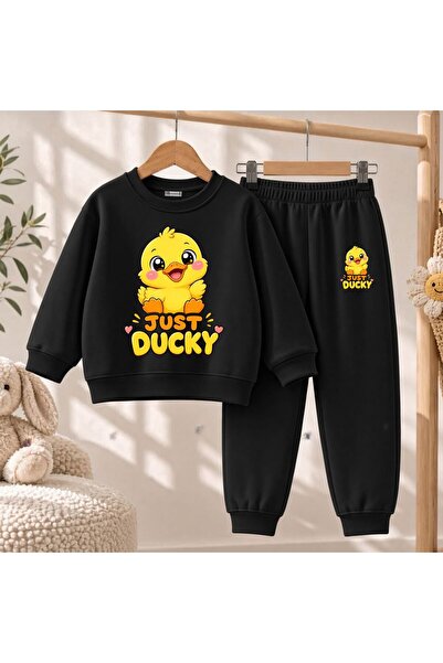 playwear Hanorac de echipă cu imprimeu Ducky pentru fete și băieți, cu gât ro...