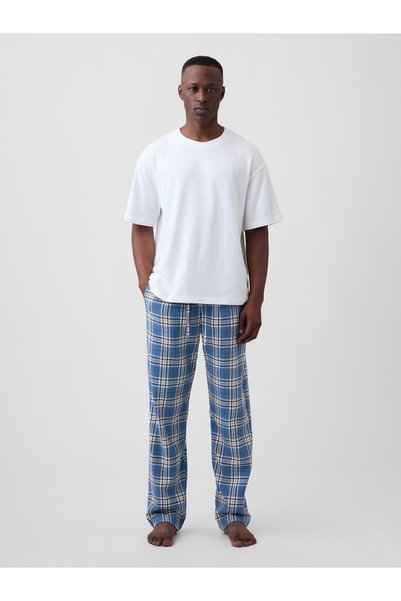 GAP Erkek Açık Mavi Relaxed Flannel Pijama Altı