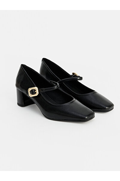 LC Waikiki Nevavm Farkıyla Lcw Steps Black Thick Heel Women's Heeled Shoes