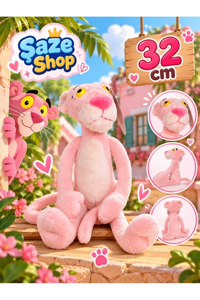 SAZE 32 cm Sevimli Pembe Uzun Kuyruklu Peluş Karakter Oyuncak – Yumuşak Dokul...
