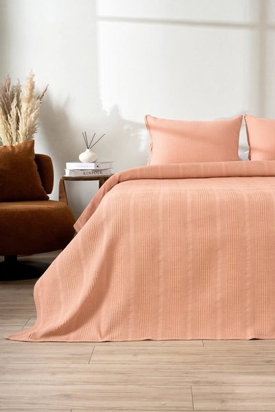 ARMADA HOME Powder Pink Waffle Bedspread – Double Size