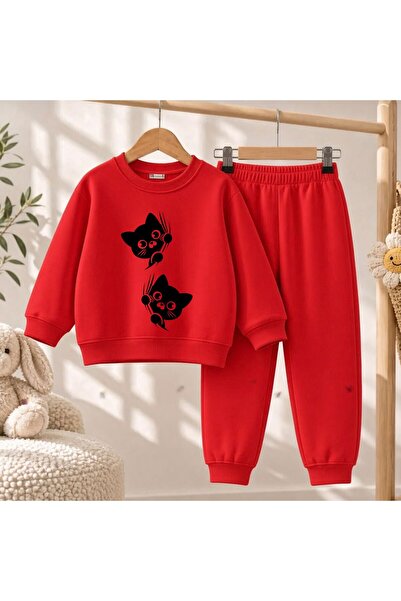 playwear Timski dukserica Cat V3 sa printom za devojčice i dečake, okrugli izrez