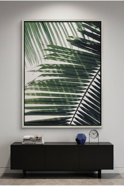 Jasmine Art Minimalist Palm Frond Nature Wall Art | Portrait Framed Canvas Pr...