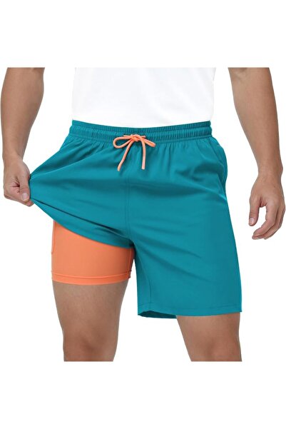 Zoofly Mens Swim Trunks 2 in 1 Swim Shorts Quick Dry Board Shorts with Compre...