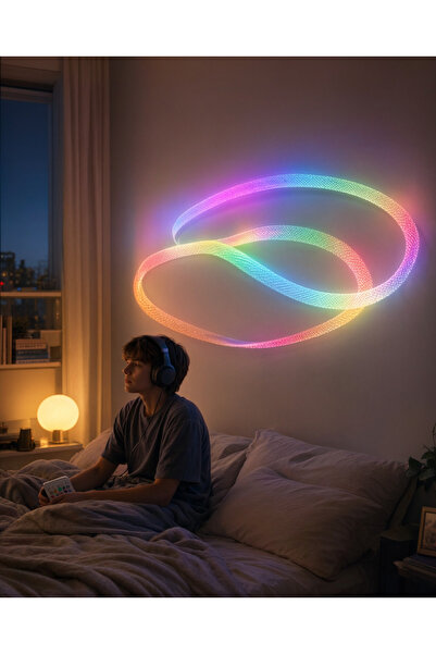 OEM Tub LED flexibil din textil, 2,5 m, RGB, funcție muzică, telecomandă