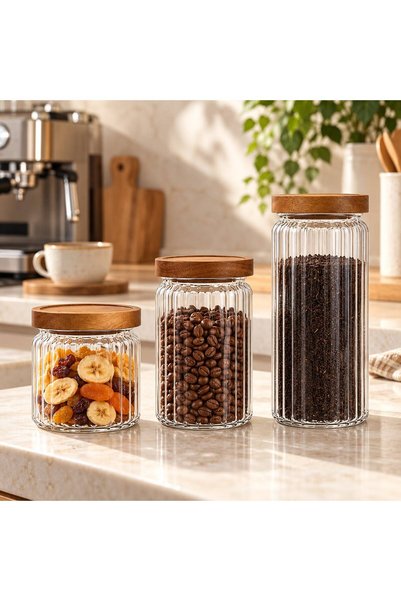 shop Mien Akasya Kapaklı Cam Kavanoz Seti
