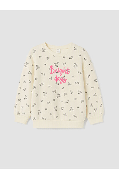 LC Waikiki Alita City Farkıyla Lcw Kids Ecru 3 Thread Raster Printed Girls' S...