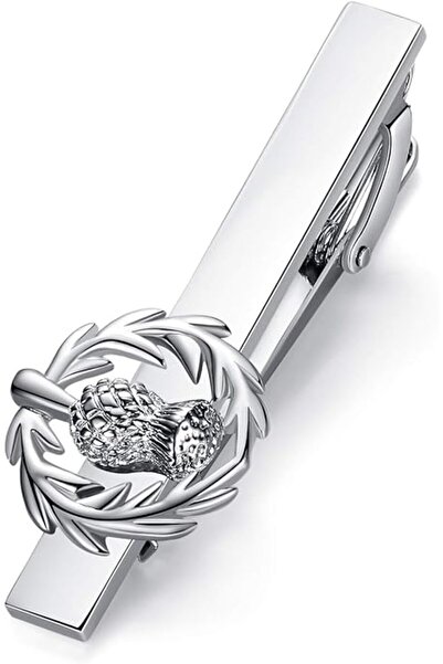 HoneyGlow Honey Bear Thistle Thistle Flower Scotland Tie Clips for Men, Norma...