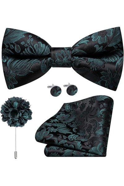 Dubulle Mens Paisely Silk Tie for Men Necktie and Pocket Square Set