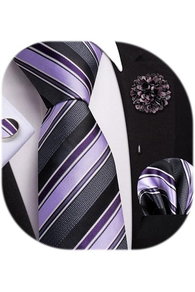 Dubulle Mens Paisely Silk Tie for Men Necktie and Pocket Square Set