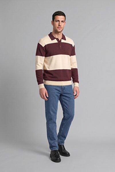 DeFacto Relax Fit Polokragen Gestreifter Strickpullover H9432AX26AU