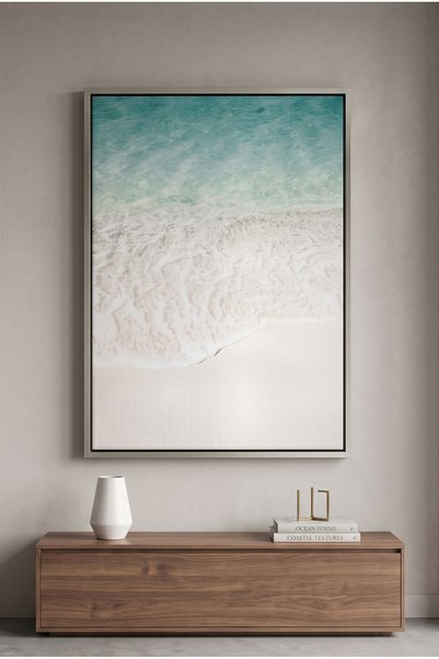Jasmine Art Minimalist Aqua Seafoam Nature Wall Art | Portrait Framed Canvas ...