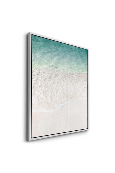 Jasmine Art Minimalist Aqua Seafoam Nature Wall Art | Portrait Framed Canvas Print | Luxury Modern Botanical Decor for Living Room