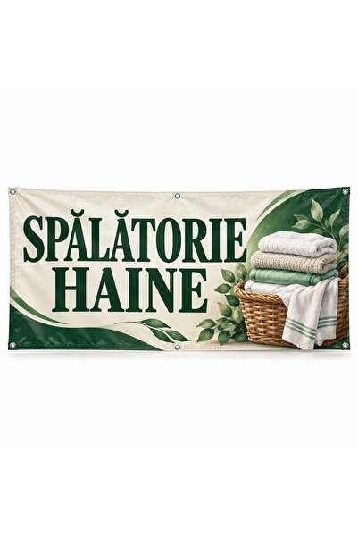 ShopPrint Banner spălătorie haine – model ilustrat, 200x100 cm, frontlit cu t...
