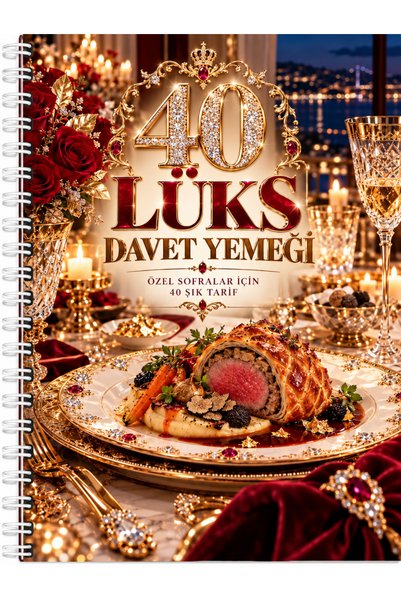 Eseran Print 40 Çeşit Lüks Davet Yemeği Tarif Defteri-A5 Spiralli