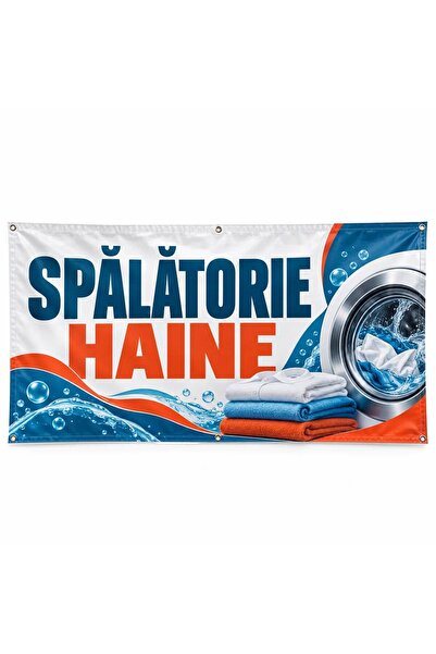 ShopPrint Banner spălătorie haine – model modular, 200x100 cm, frontlit cu ti...