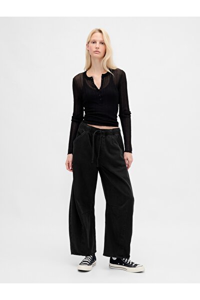 GAP Kadın Siyah Mid Rise UltraSoft Easy Horseshoe Jean Pantolon
