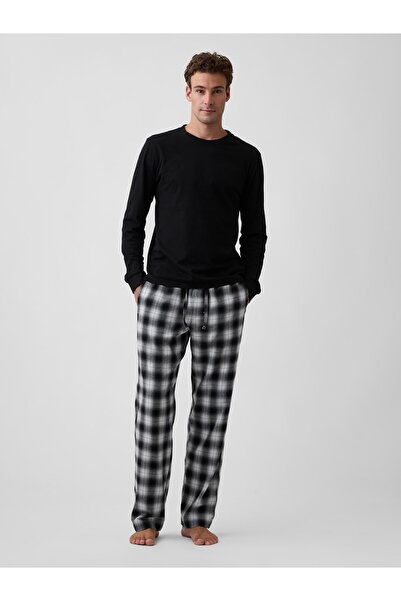 GAP Erkek Siyah Relaxed Flannel Pijama Altı