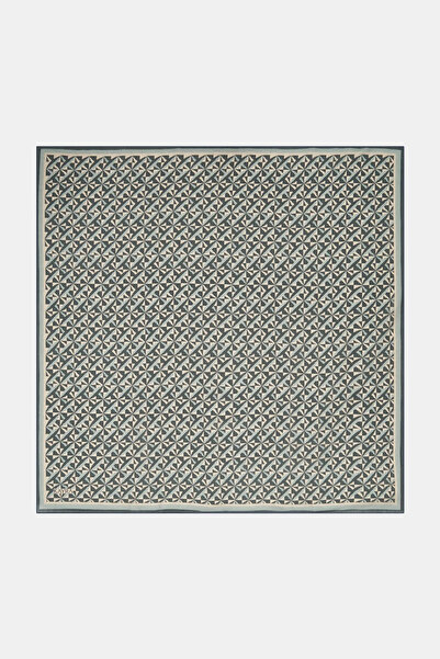 Kayra Geometric Pattern Lyocell Scarf Khaki