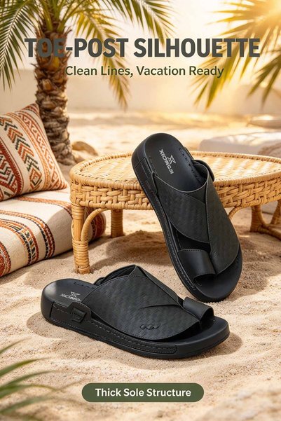 Elite Foot Hub Men's Toe-Post Sandals – Non-Slip Rubber Outsole with Textured...