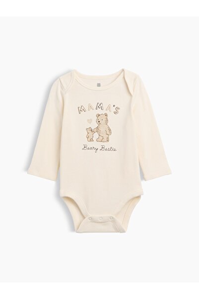 GAP Bebek Krem Organik Pamuk Family Grafik Baskılı Bodysuit