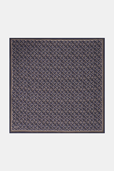 Kayra Geometric Pattern Lyocell Scarf Navy Blue-Grey