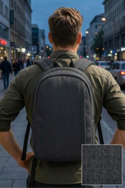 OUTLETSTAND Keten Doku Sırt Çantası - Laptop/Okul/Günlük Kulanım Fermuarlı Sı...