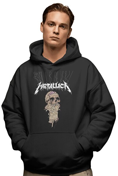 SEVBANO Hanorac premium oversize unisex cu imprimeu frontal Metallica Rock Me...