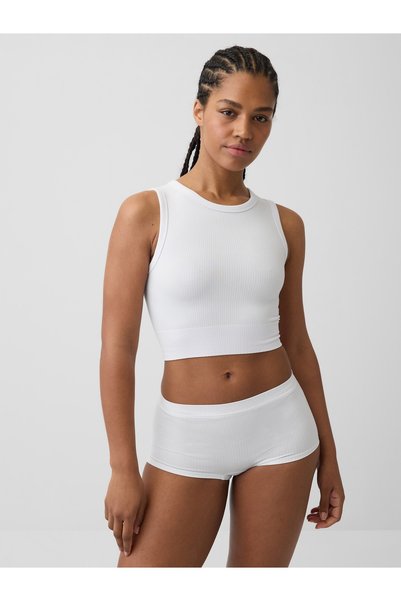 GAP Kadın Beyaz Fitilli Seamless Crop Kolsuz Üst