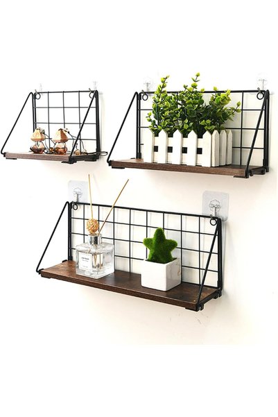 Generic Brand Set 3 rafturi perete stil industrial, include trei rafturi lemn...