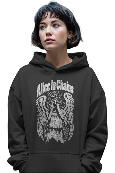 SEVBANO Hanorac premium oversize unisex cu imprimeu frontal Alice In Chains R...