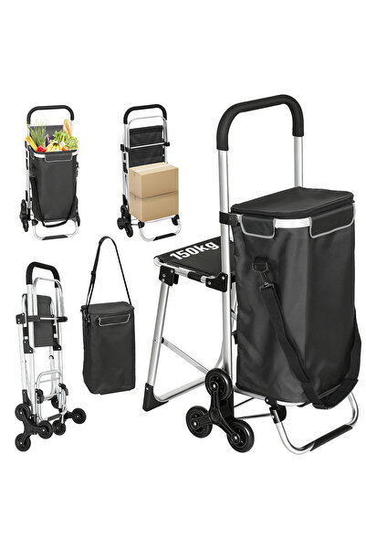 Generic Brand Cărucior de cumpărături pliabil 3-în-1 cu scaun, capacitate 40L...