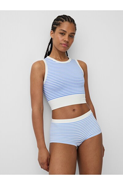 GAP Kadın Açık Mavi Fitilli Seamless Crop Kolsuz Üst