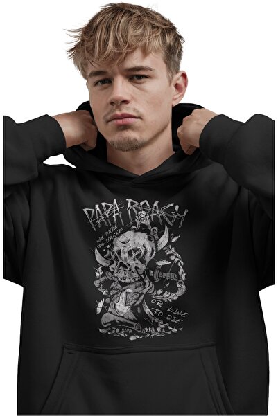 SEVBANO Hanorac premium oversize unisex cu imprimeu frontal Papa Roach Rock M...